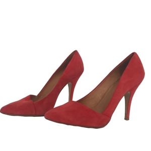 Madewell Mira Red Suede Pumps Heels Sz. 8.5